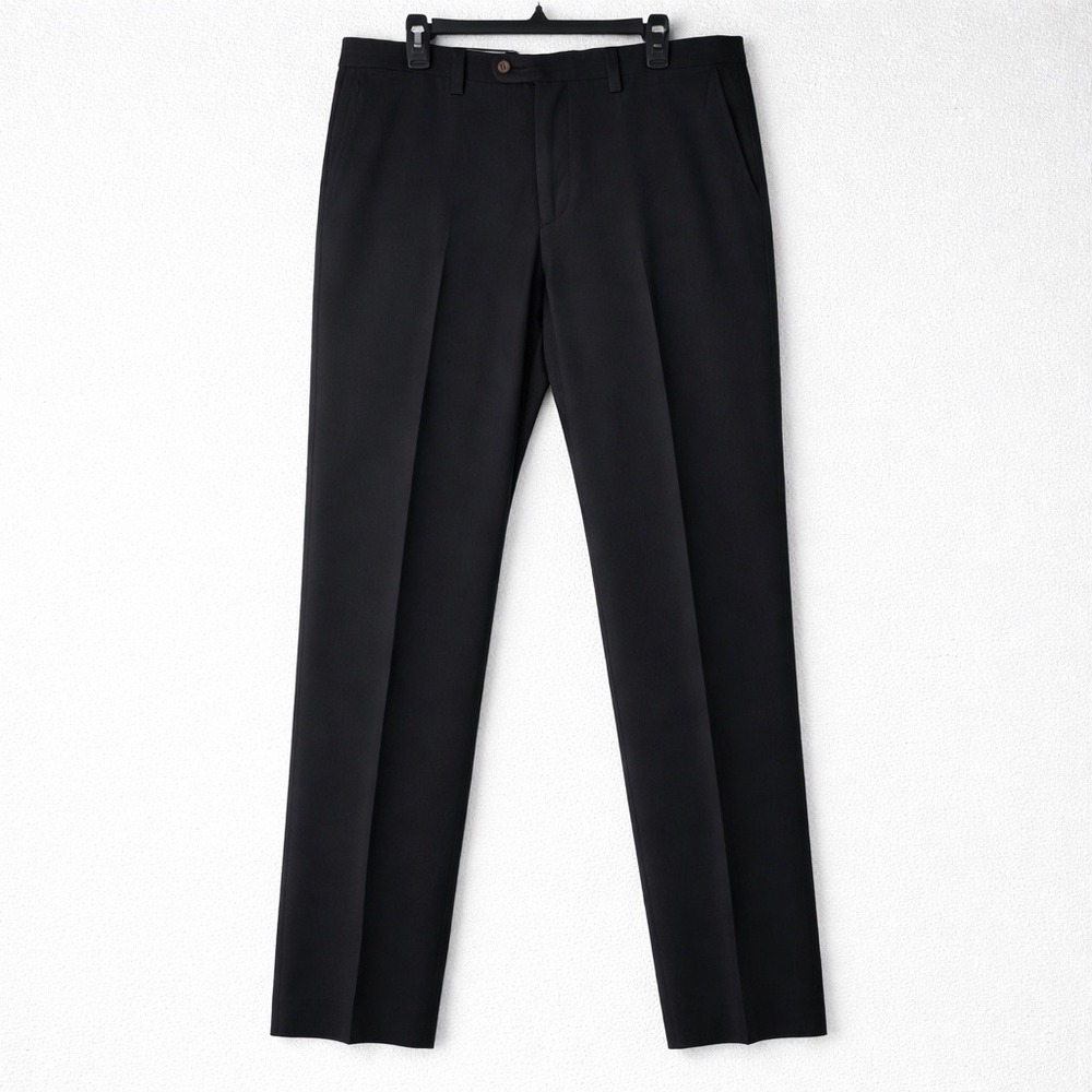 Tommy Bahama Mens Black Dress Pants Flat Front Straight Leg 35x34 Solid Trousers